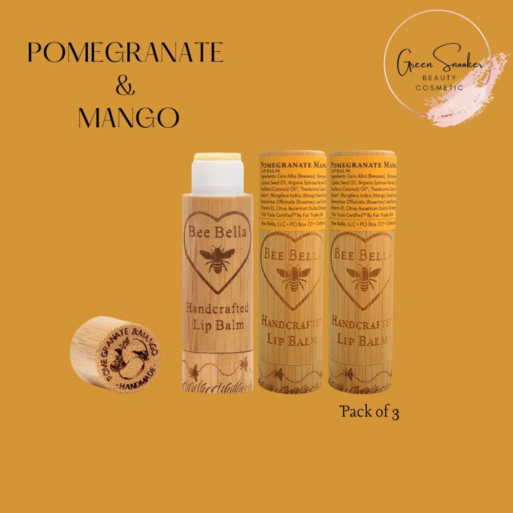 Bee Bella, Pomegranate & Mango Lip Balm, Pack of 3